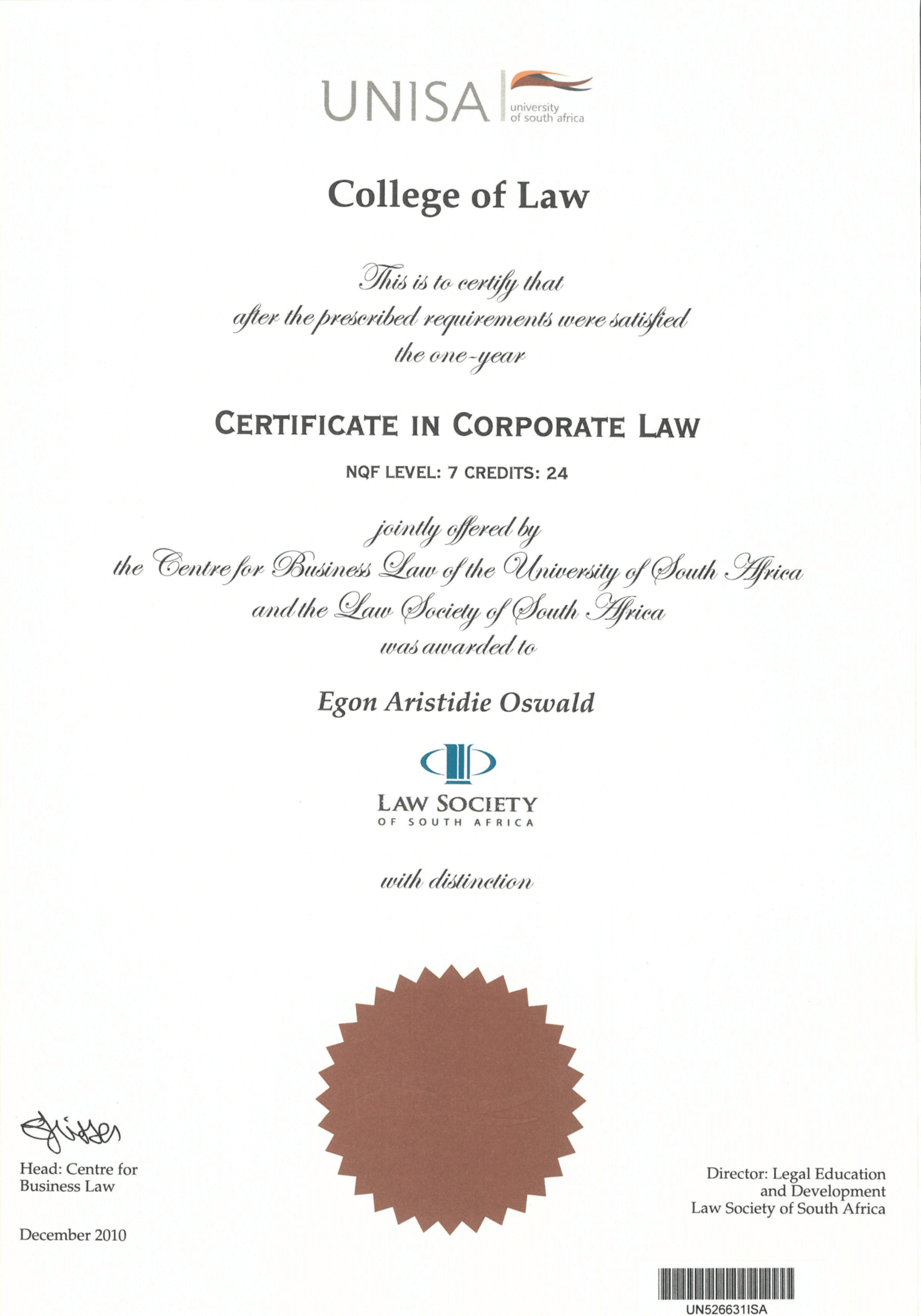 Corporate Law Certification